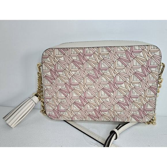 Michael Kors Jet Set Medium Logo Smokey Rose Multi Camera Crossbody Bag - New - Picture 3 of 15